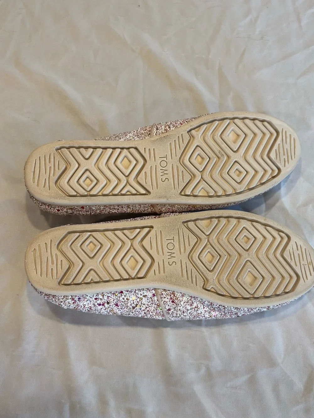 TOMS Women's Pink Multi-Glitter Slip-On Flats